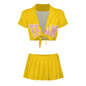 Custom Gold Light Pink Cheerleading Uniform Set