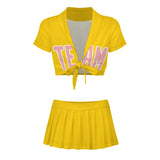 Custom Gold Light Pink Cheerleading Uniform Set
