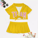 Custom Gold Light Pink Cheerleading Uniform Set