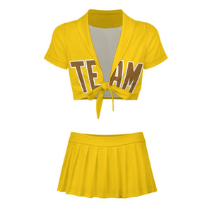 Custom Gold Khaki Cheerleading Uniform Set