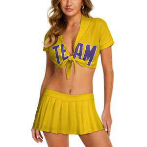 Custom Gold Light Purple Cheerleading Uniform Set
