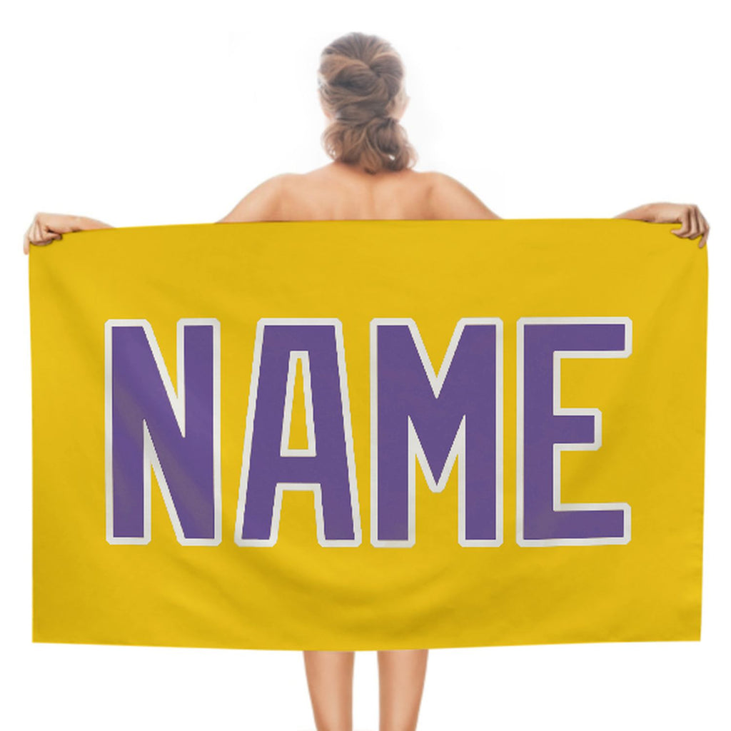 Custom Gold Light Purple Beach Towel
