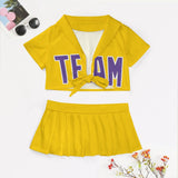 Custom Gold Light Purple Cheerleading Uniform Set