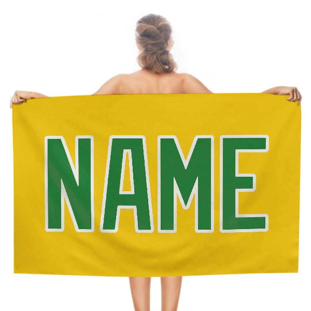 Custom Gold Emerald Green Beach Towel
