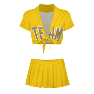 Custom Gold Light Khaki Cheerleading Uniform Set