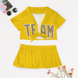 Custom Gold Light Khaki Cheerleading Uniform Set