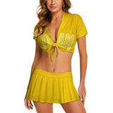 Custom Gold Light Yellow Cheerleading Uniform Set