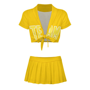 Custom Gold Light Yellow Cheerleading Uniform Set