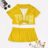 Custom Gold Light Yellow Cheerleading Uniform Set