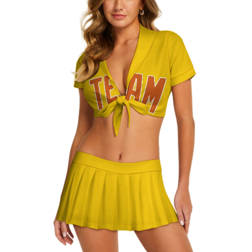 Custom Gold Orange Cheerleading Uniform Set