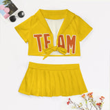 Custom Gold Orange Cheerleading Uniform Set