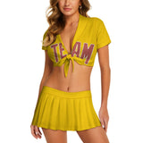 Custom Gold Copper Rose Cheerleading Uniform Set
