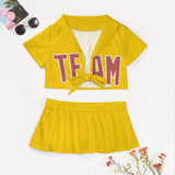 Custom Gold Copper Rose Cheerleading Uniform Set