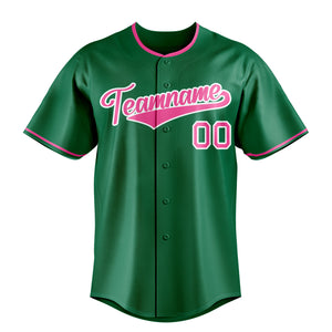 Custom Kelly Green & Pink Color Fan Baseball Jersey BB01240530WX223