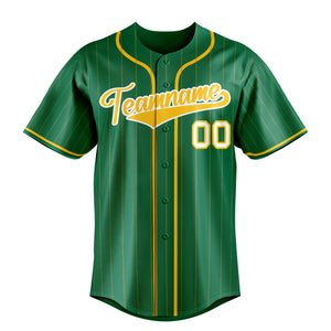 Custom Kelly Green & Gold Gold Pinstripe Fan Baseball Jersey BB01240530WX234