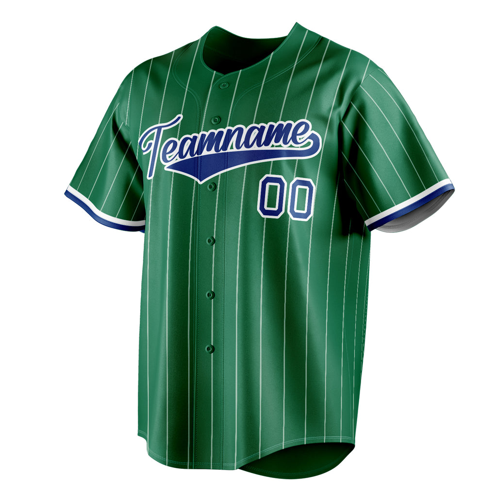 Custom Kelly Green & Royal White Pinstripe Fan Baseball Jersey BB01240530WX238