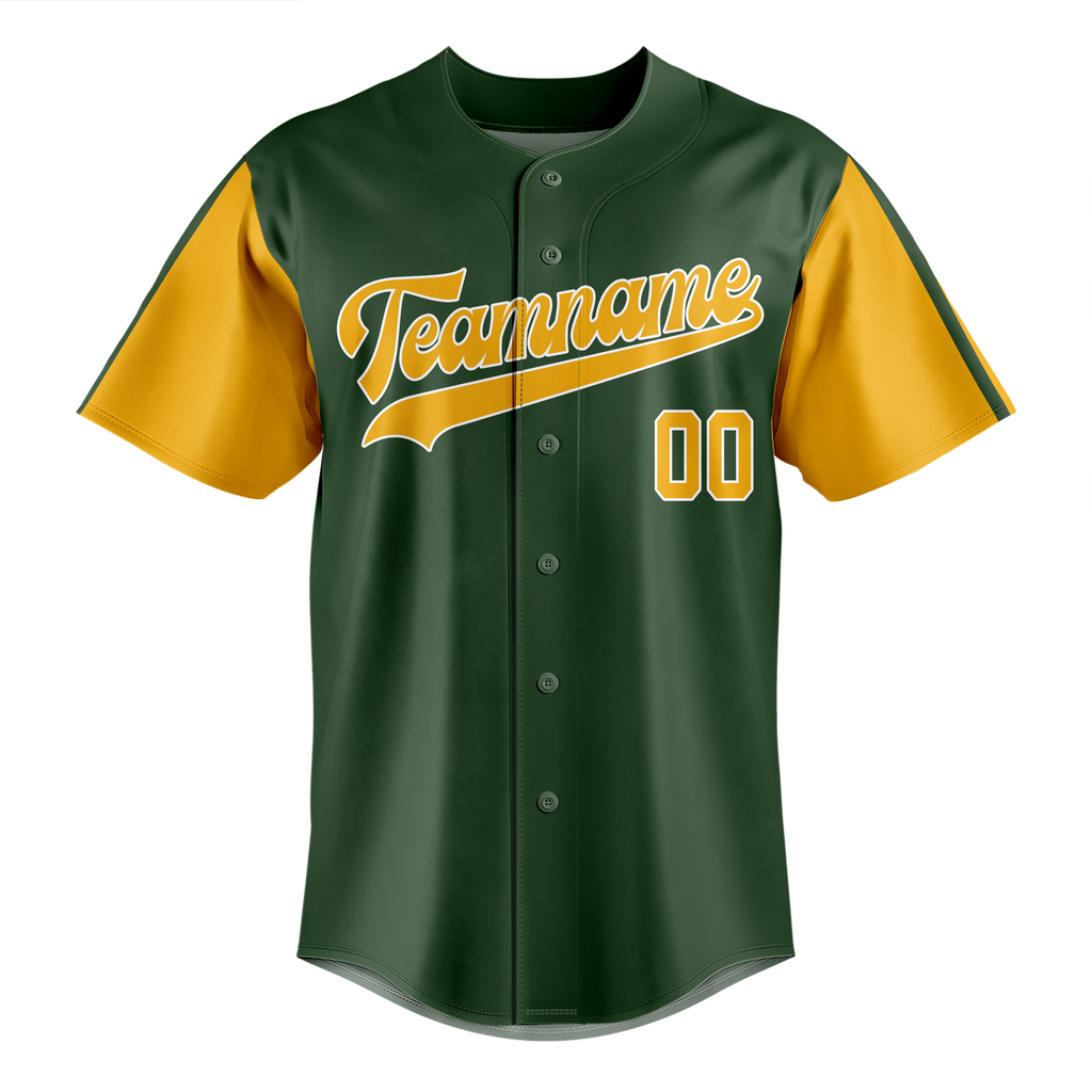Custom Kelly Green & Yellow Colors Design Sports Baseball Jersey BB01OA051512