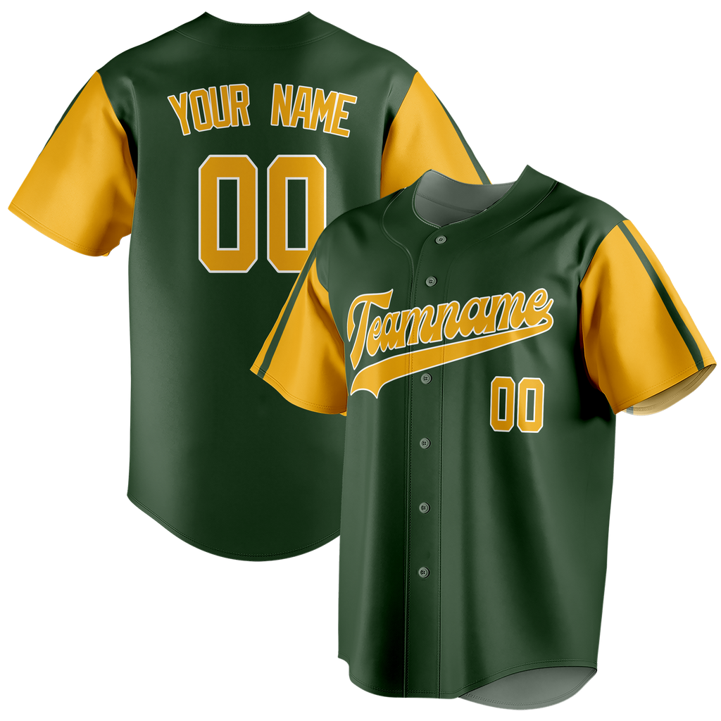 Custom Kelly Green & Yellow Colors Design Sports Baseball Jersey BB01OA051512