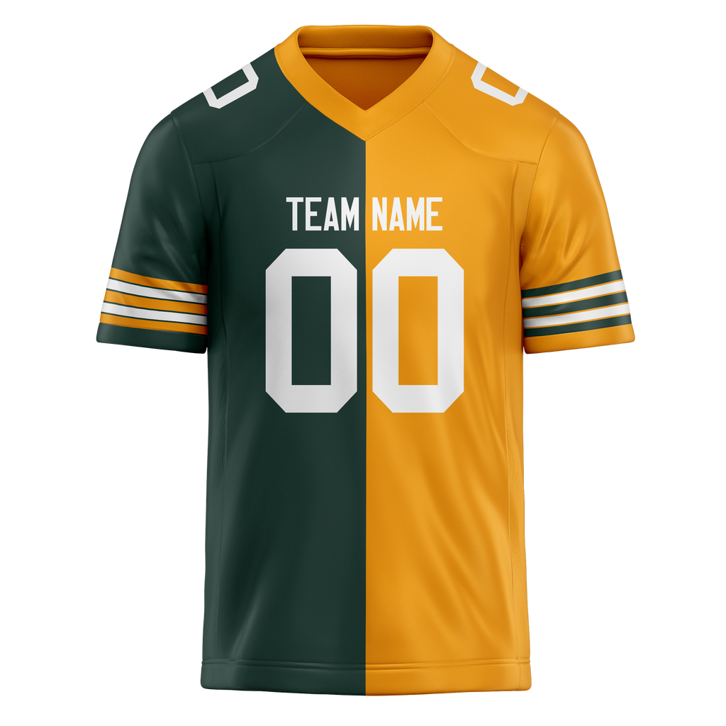 Custom Kelly Green & Gold Colors Design Sports Football Jersey FT01GBP041513