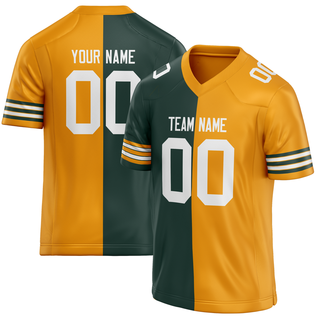 Custom Kelly Green & Gold Colors Design Sports Football Jersey FT01GBP041513