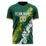Custom Kelly Green White Pattern Soccer Jersey