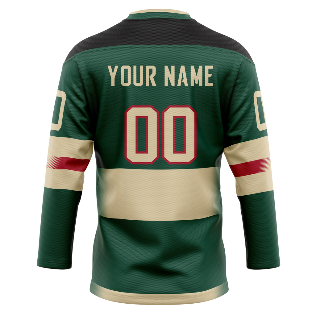 Custom Kelly Green & Cream Colors Design Sports Hockey Jersey HK01MW011505