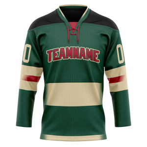 Custom Kelly Green & Cream Colors Design Sports Hockey Jersey HK01MW011505