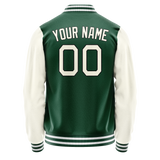 Custom Kelly-Green Cream Solid Color Varsity Letterman Jacket JA02240617ZF206