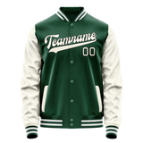 Custom Kelly-Green Cream Solid Color Varsity Letterman Jacket JA02240617ZF206