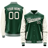 Custom Kelly-Green Cream Solid Color Varsity Letterman Jacket JA02240617ZF206