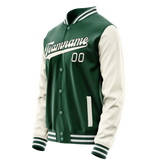 Custom Kelly-Green Cream Solid Color Varsity Letterman Jacket JA02240617ZF206