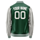 Custom Kelly-Green Gray Solid Color Varsity Letterman Jacket JA02240617ZF217