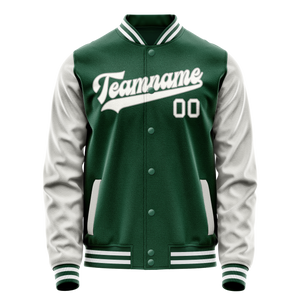 Custom Kelly-Green Gray Solid Color Varsity Letterman Jacket JA02240617ZF217