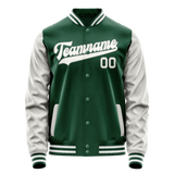 Custom Kelly-Green Gray Solid Color Varsity Letterman Jacket JA02240617ZF217