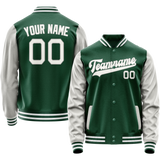 Custom Kelly-Green Gray Solid Color Varsity Letterman Jacket JA02240617ZF217