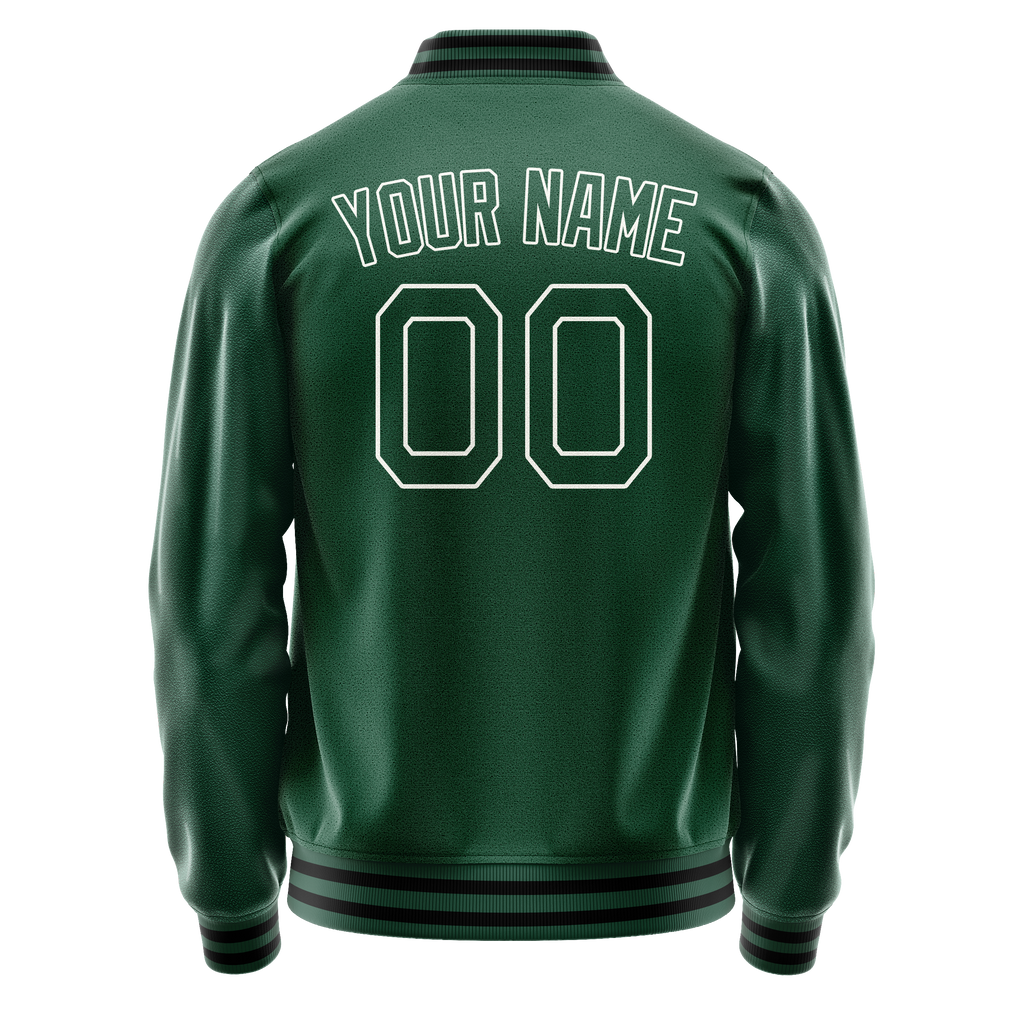 Custom Kelly-Green White Solid Color Varsity Letterman Jacket JA02240617ZF231