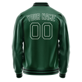 Custom Kelly-Green White Solid Color Varsity Letterman Jacket JA02240617ZF231