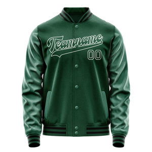 Custom Kelly-Green White Solid Color Varsity Letterman Jacket JA02240617ZF231
