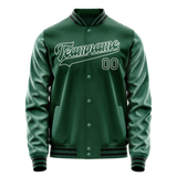 Custom Kelly-Green White Solid Color Varsity Letterman Jacket JA02240617ZF231