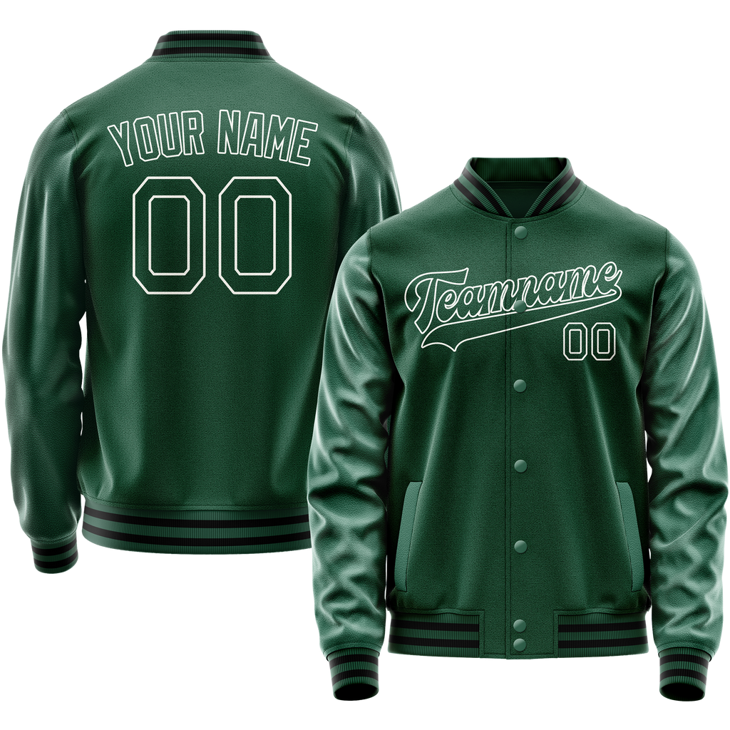 Custom Kelly-Green White Solid Color Varsity Letterman Jacket JA02240617ZF231