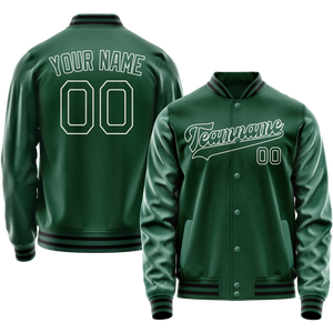 Custom Kelly-Green White Solid Color Varsity Letterman Jacket JA02240617ZF231