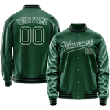 Custom Kelly-Green White Solid Color Varsity Letterman Jacket JA02240617ZF231
