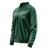 Custom Kelly-Green White Solid Color Varsity Letterman Jacket JA02240617ZF231