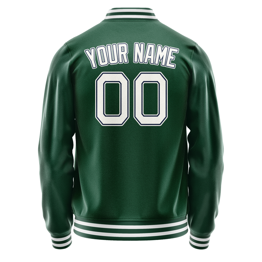Custom Kelly-Green White Solid Color Varsity Letterman Jacket JA02240617ZF224