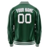 Custom Kelly-Green White Solid Color Varsity Letterman Jacket JA02240617ZF224