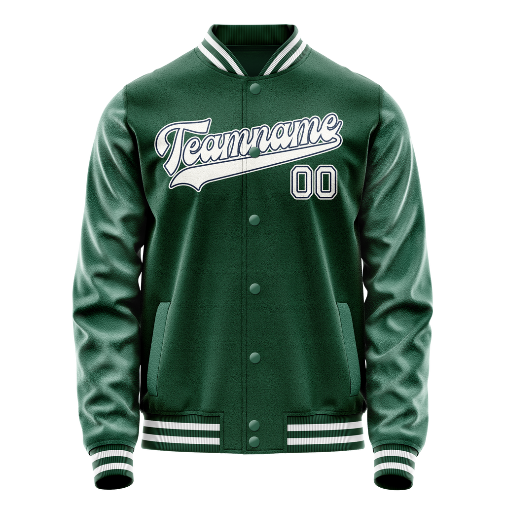 Custom Kelly-Green White Solid Color Varsity Letterman Jacket JA02240617ZF224