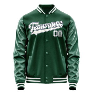 Custom Kelly-Green White Solid Color Varsity Letterman Jacket JA02240617ZF224