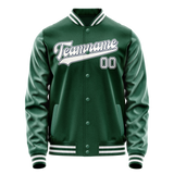Custom Kelly-Green White Solid Color Varsity Letterman Jacket JA02240617ZF224