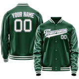 Custom Kelly-Green White Solid Color Varsity Letterman Jacket JA02240617ZF224