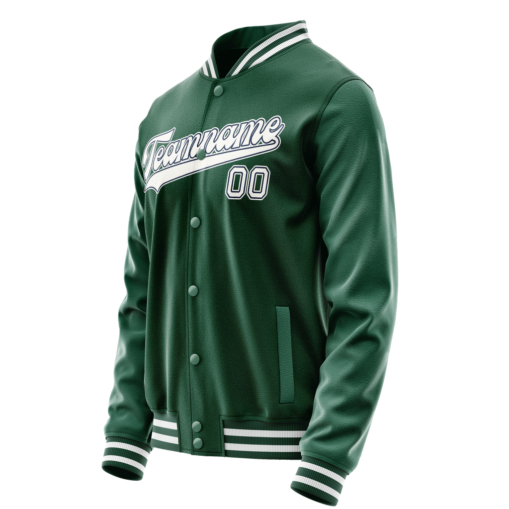 Custom Kelly-Green White Solid Color Varsity Letterman Jacket JA02240617ZF224